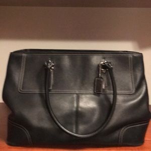 Coach black leather tote